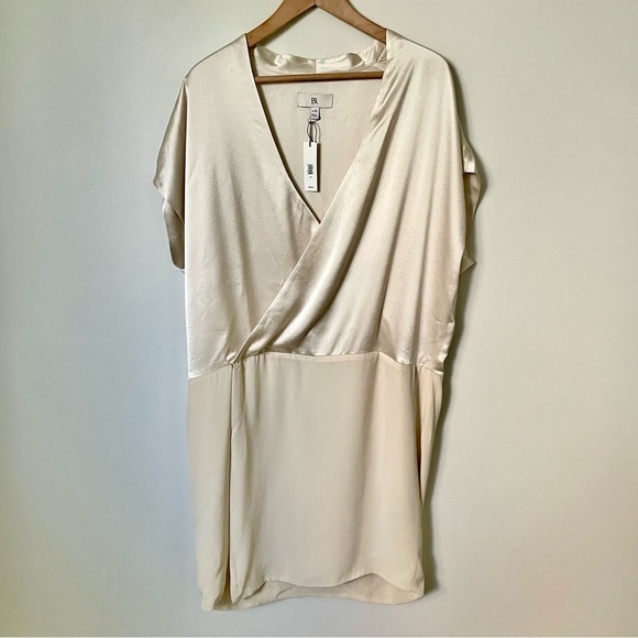 Banana Republic Claudine Satin Mini Dress Ivory Size Large NWT - Picture 2 of 8
